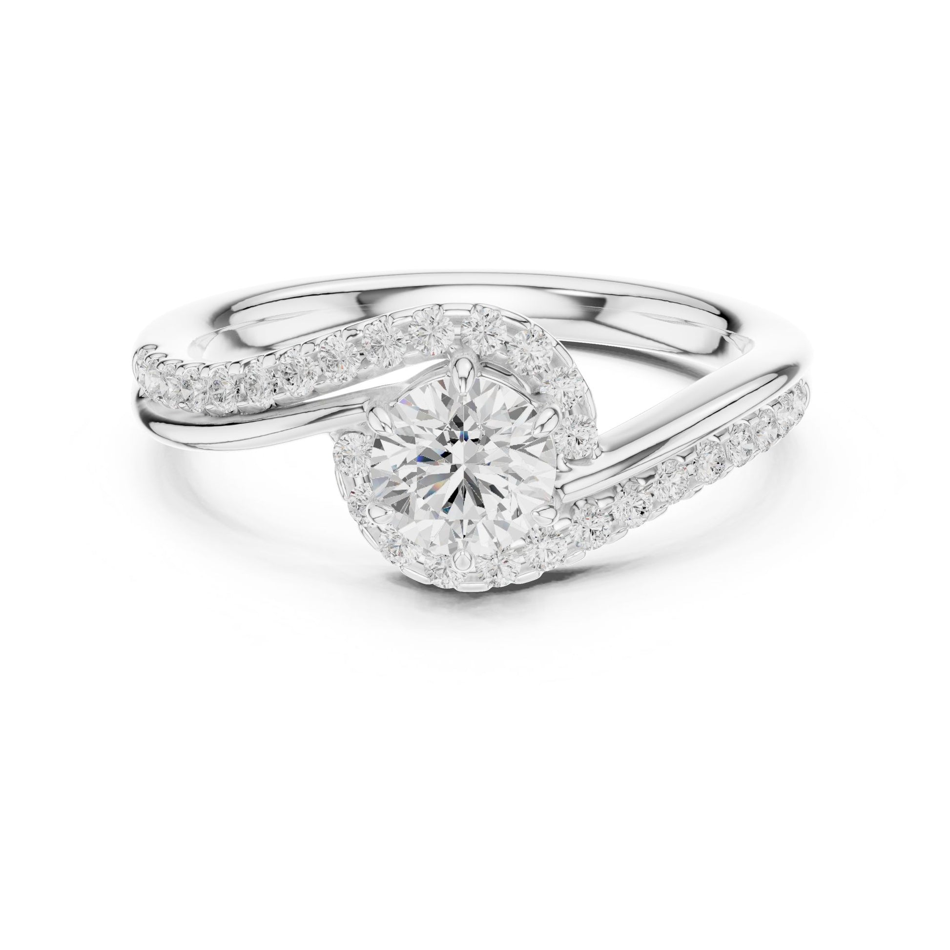 Round Lab Grown Diamond Bypass Engagement Ring