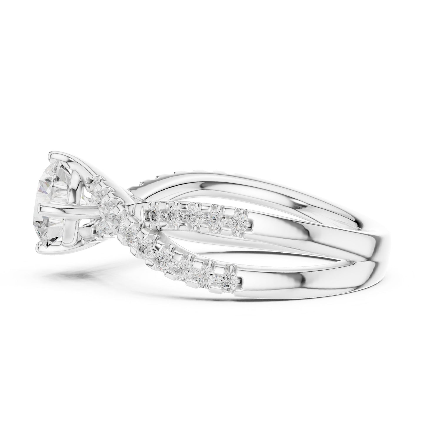 Round Lab Grown Diamond Bypass Engagement Ring