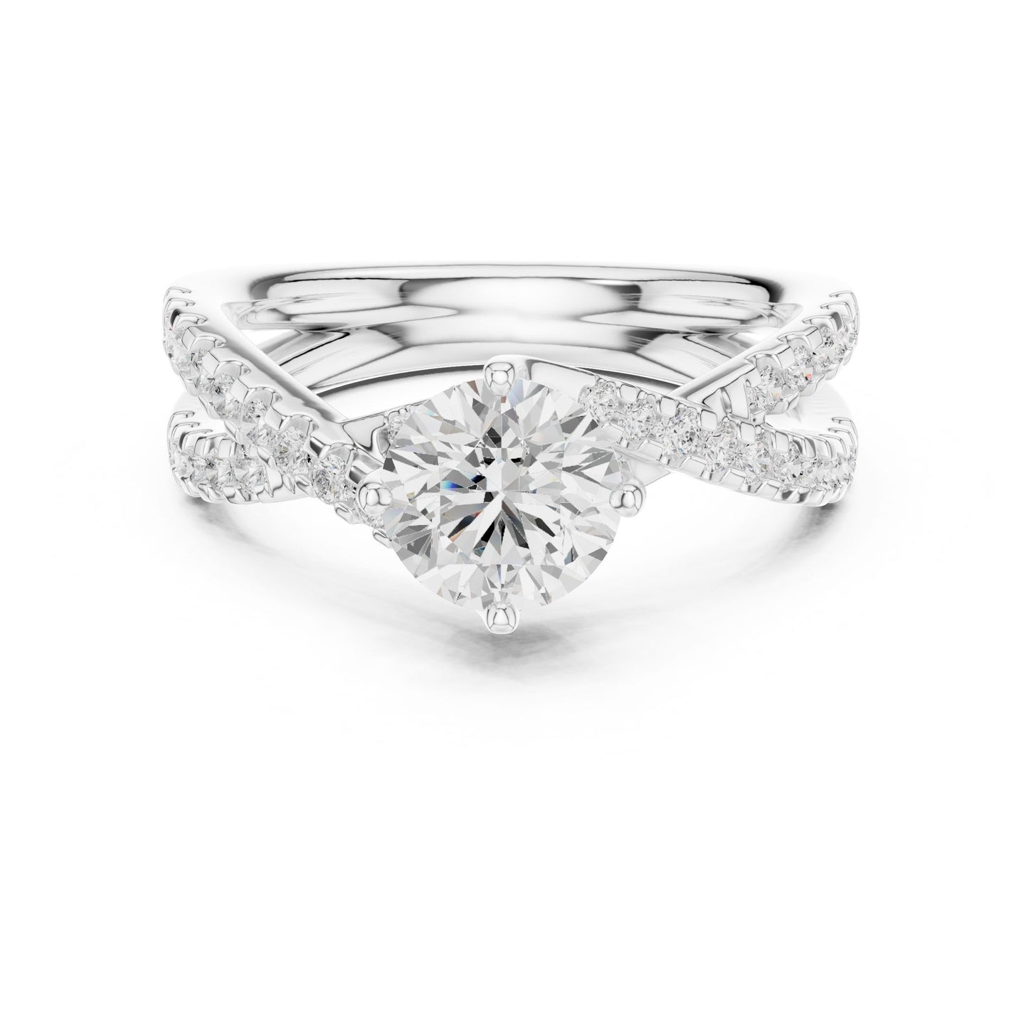 Round Lab Grown Diamond Bypass Engagement Ring