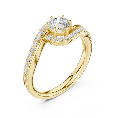 Round Lab Grown Diamond Bypass Engagement Ring
