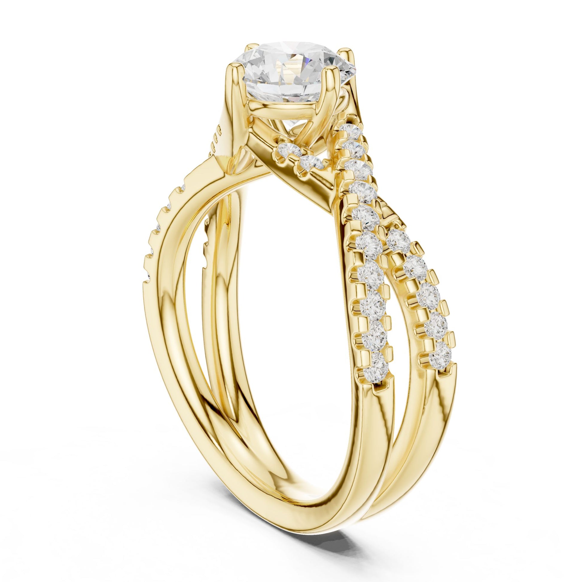 Round Lab Grown Diamond Bypass Engagement Ring