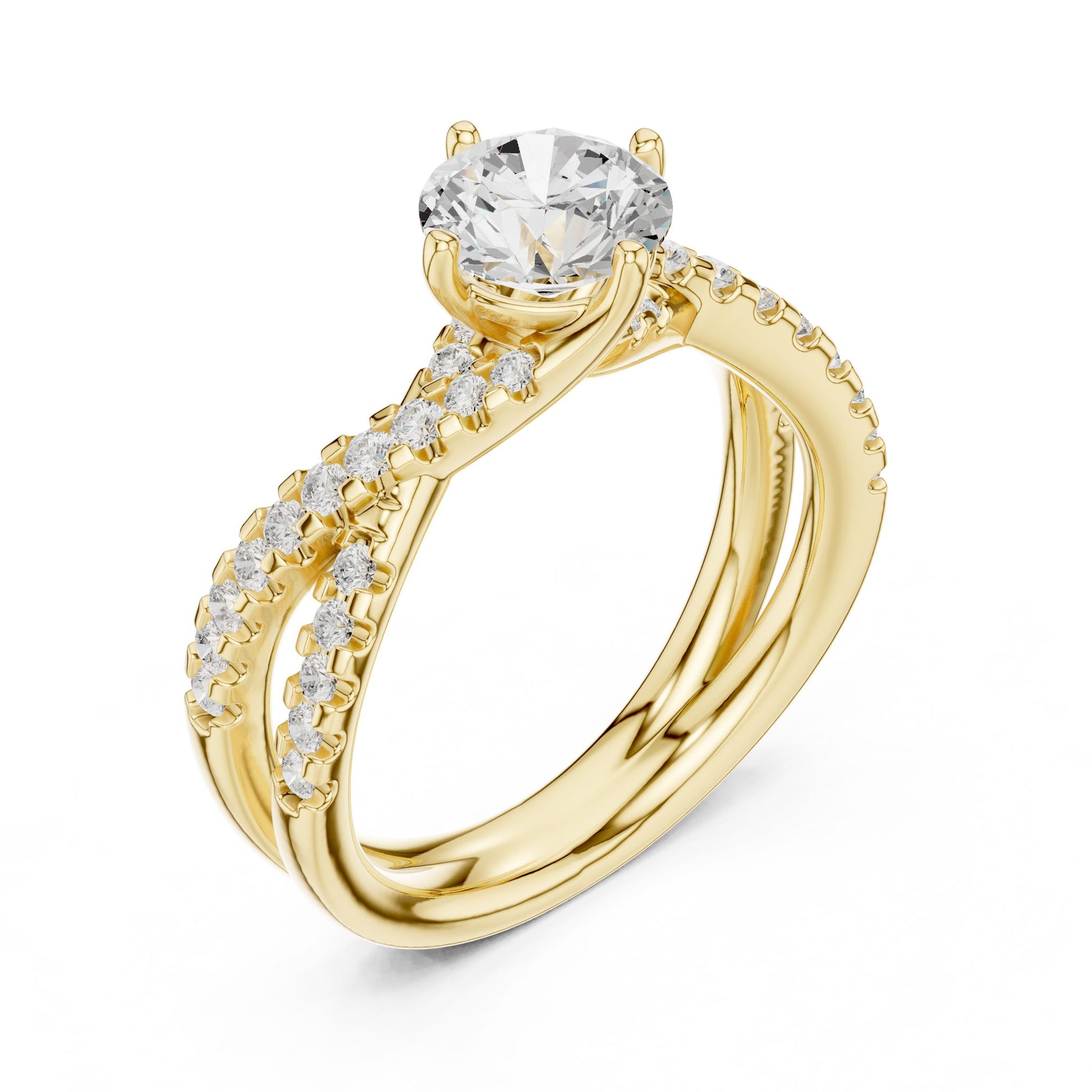 Round Lab Grown Diamond Bypass Engagement Ring
