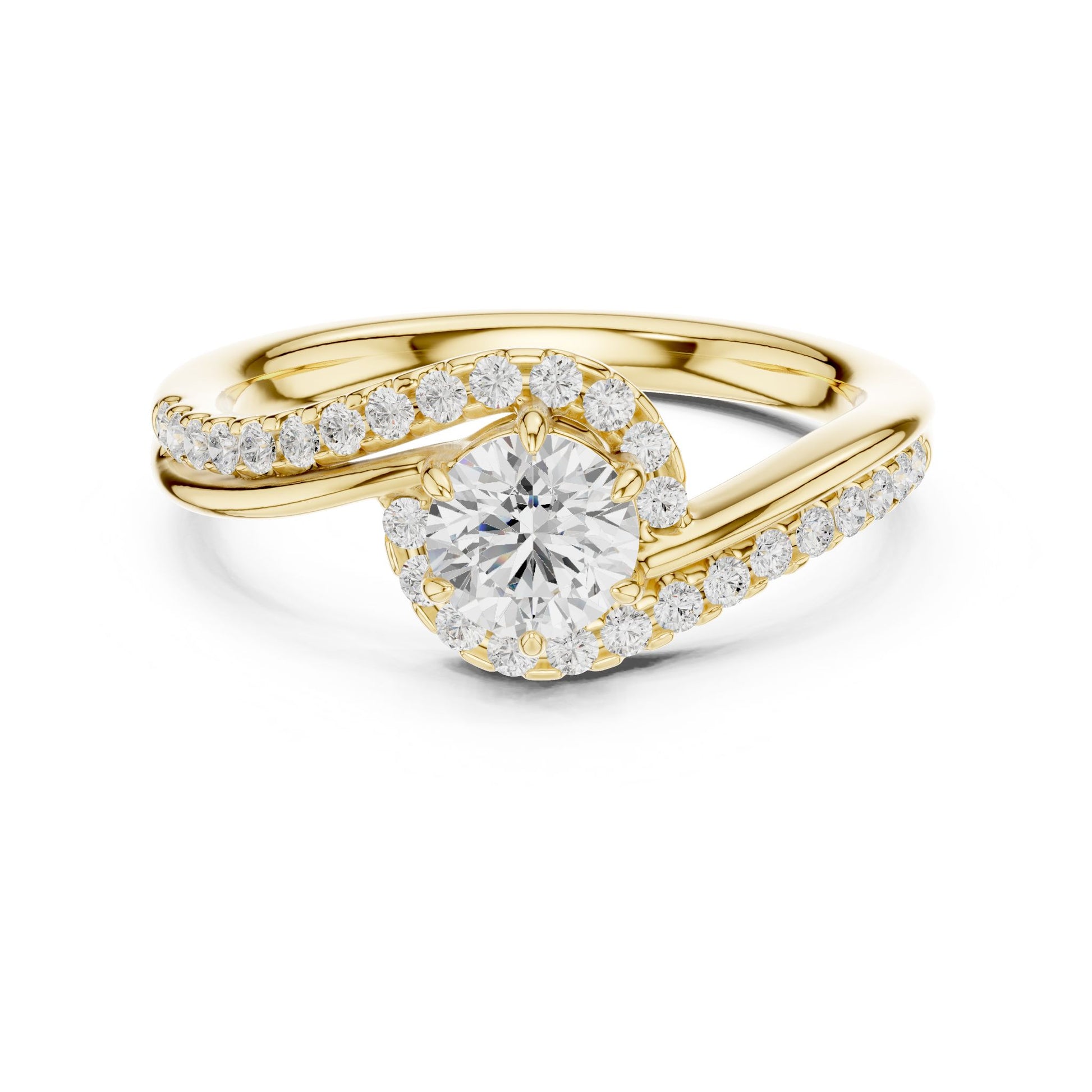 Round Lab Grown Diamond Bypass Engagement Ring