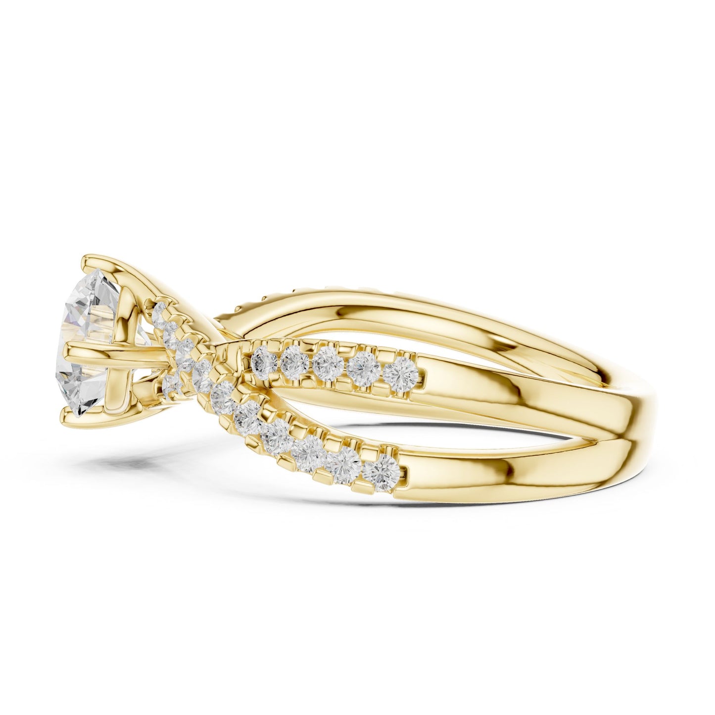 Round Lab Grown Diamond Bypass Engagement Ring