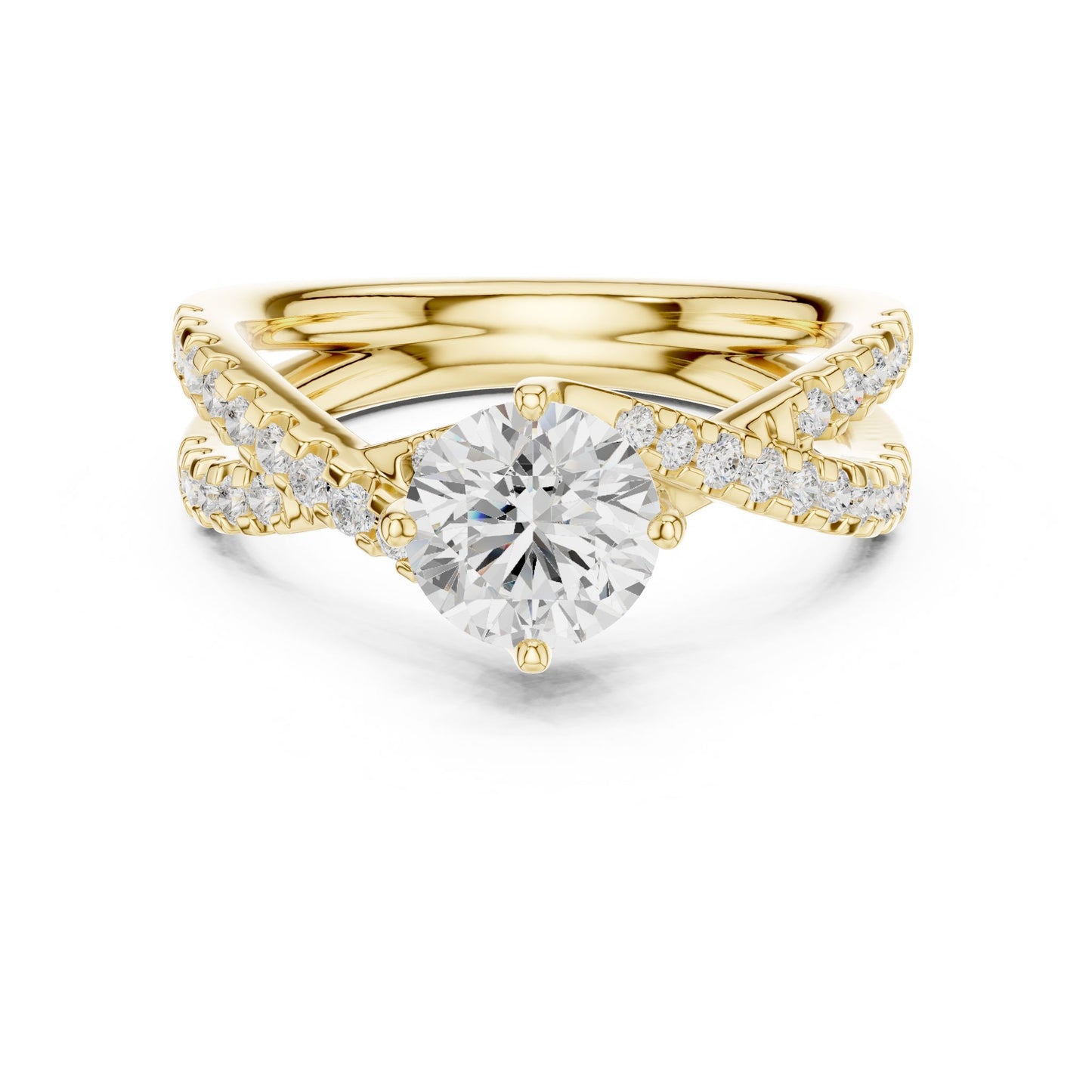 Round Lab Grown Diamond Bypass Engagement Ring