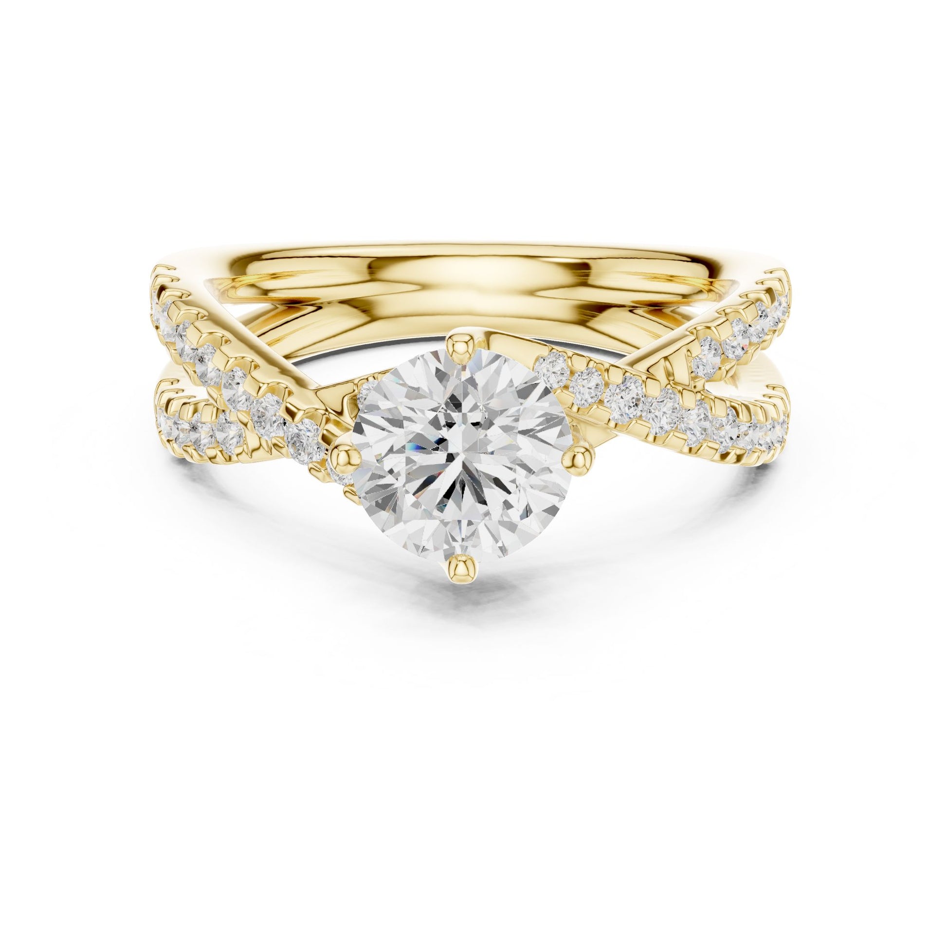 Round Lab Grown Diamond Bypass Engagement Ring