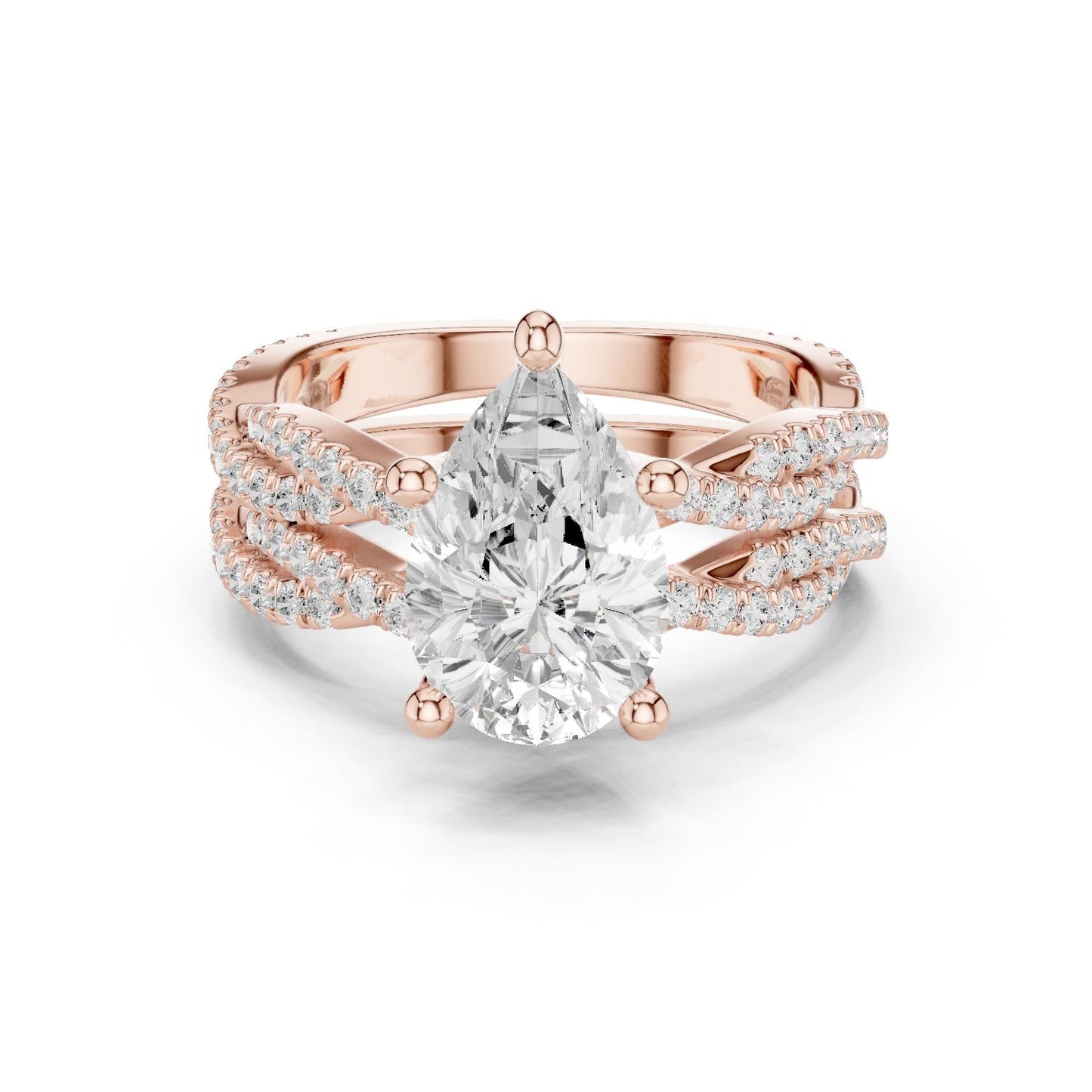 Round Lab Grown Diamond Cathedral Engagement Ring