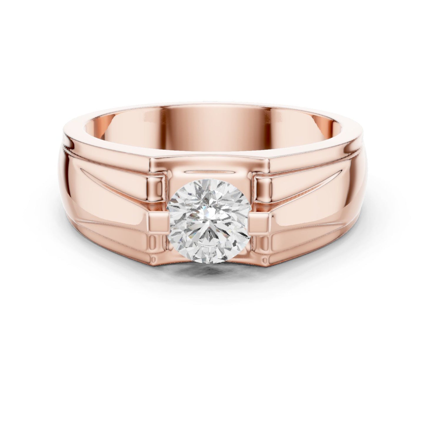 Men's Round Lab Grown Diamond Cathedral Ring