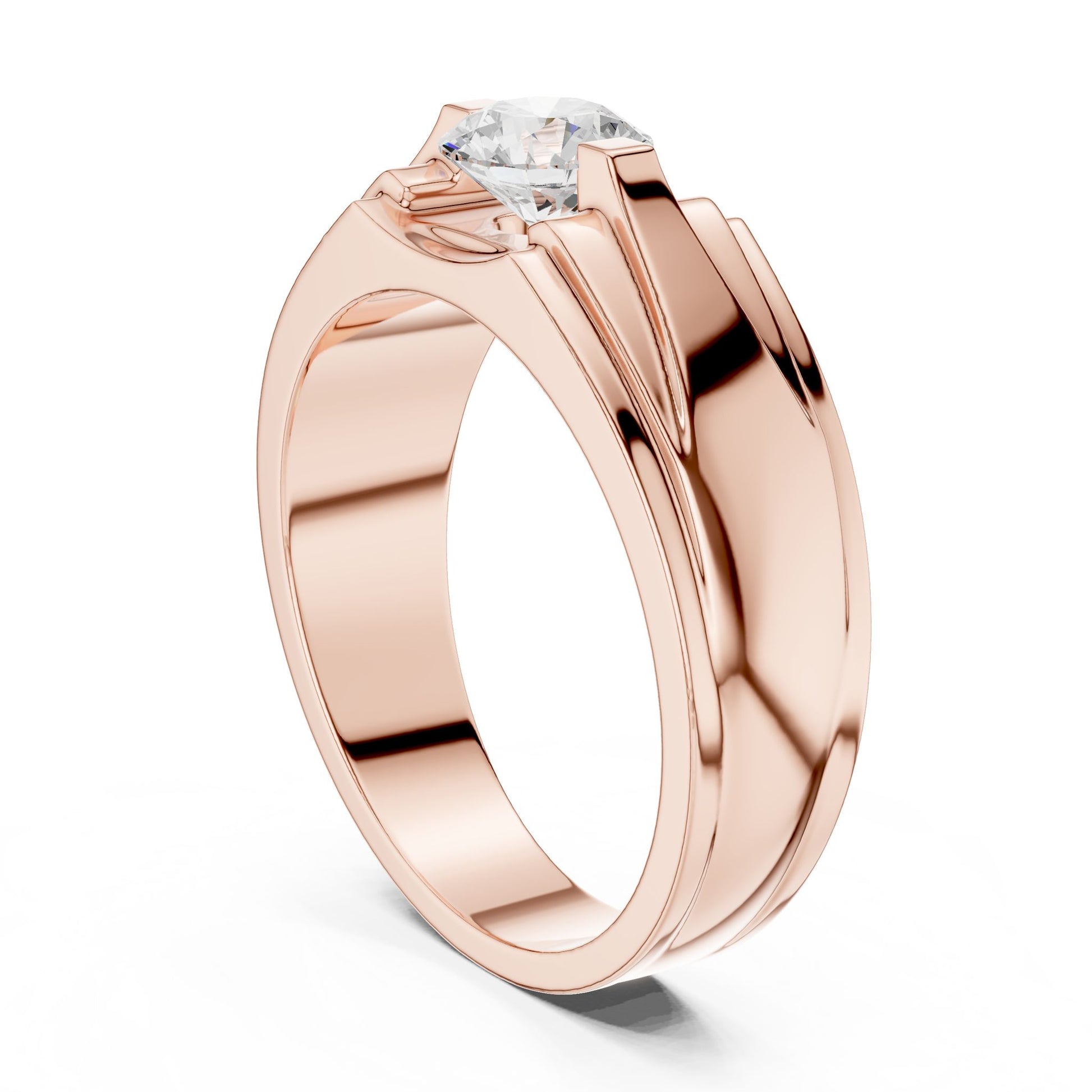 Men's Round Lab Grown Diamond Cathedral Ring