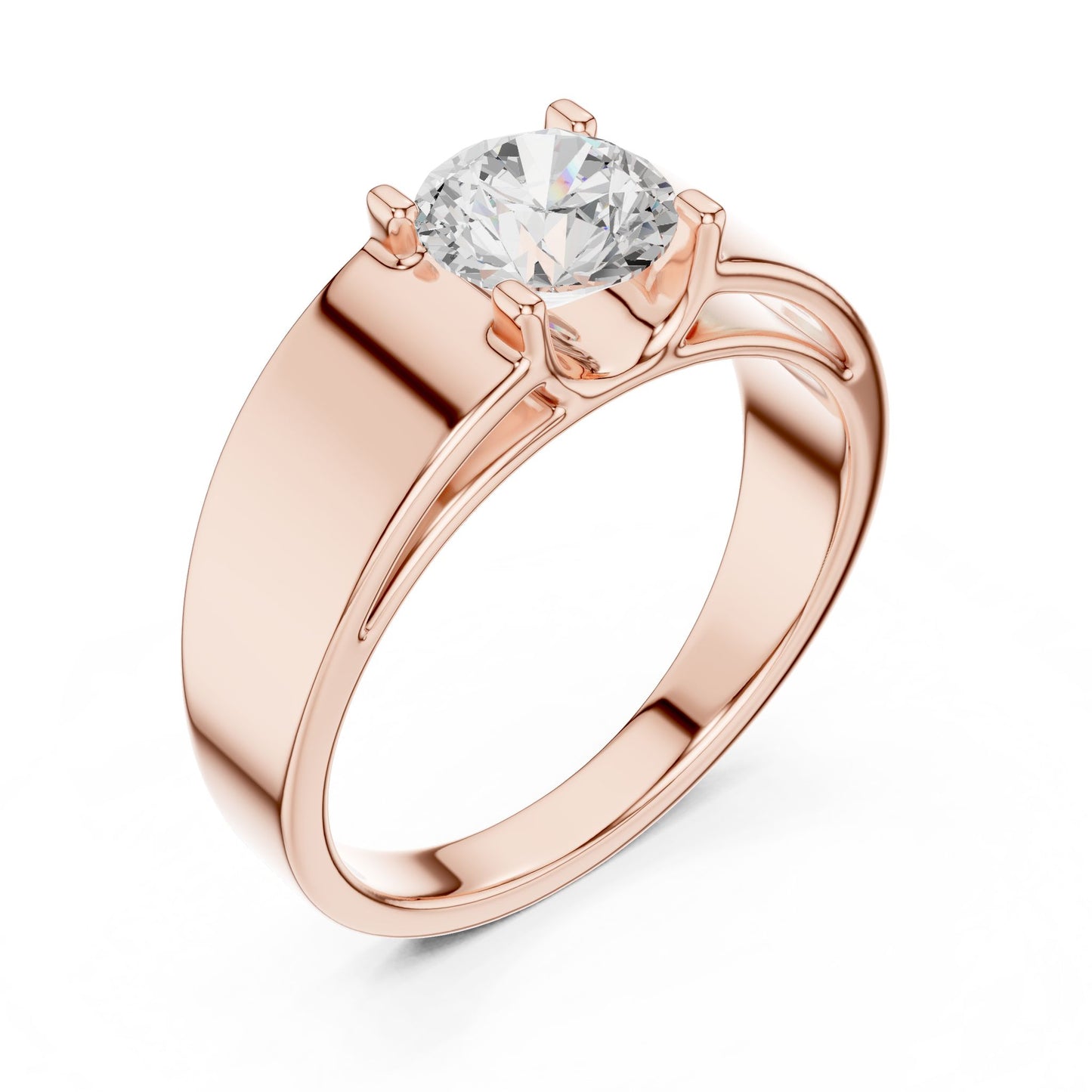 Men's Round Lab Grown Diamond Cathedral Ring