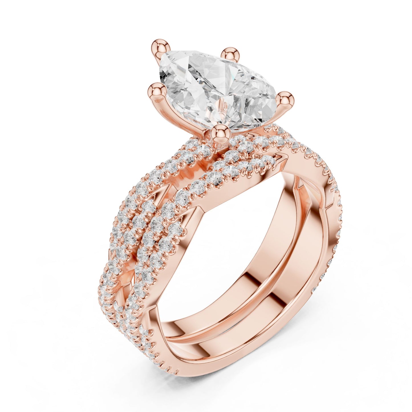 Round Lab Grown Diamond Cathedral Engagement Ring