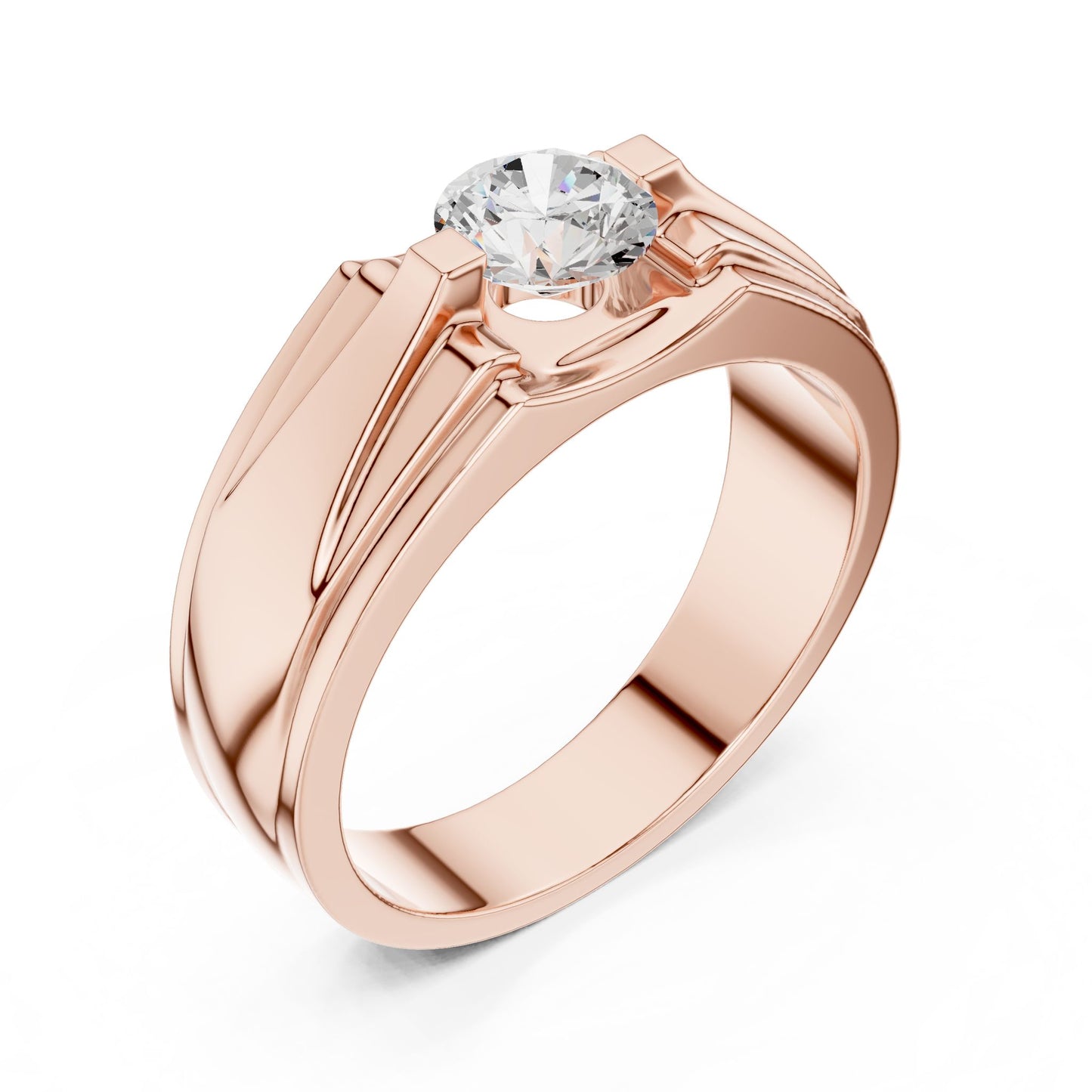 Men's Round Lab Grown Diamond Cathedral Ring