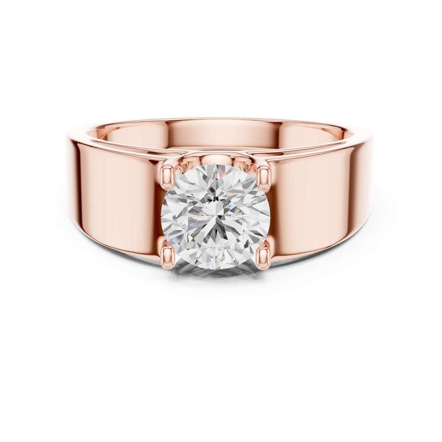 Men's Round Lab Grown Diamond Cathedral Ring