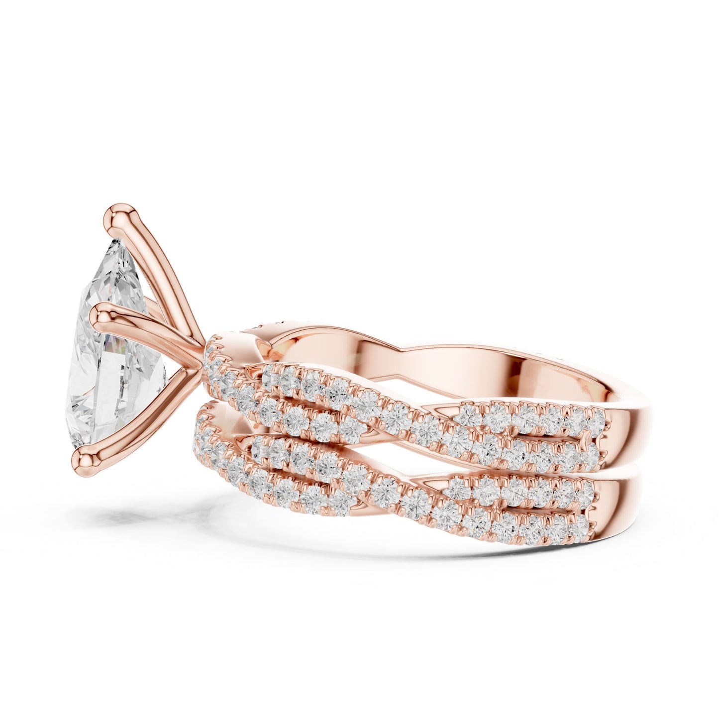 Round Lab Grown Diamond Cathedral Engagement Ring
