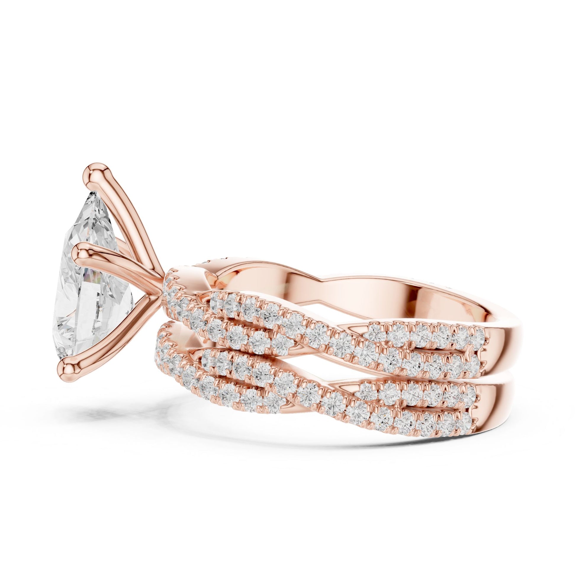 Round Lab Grown Diamond Cathedral Engagement Ring