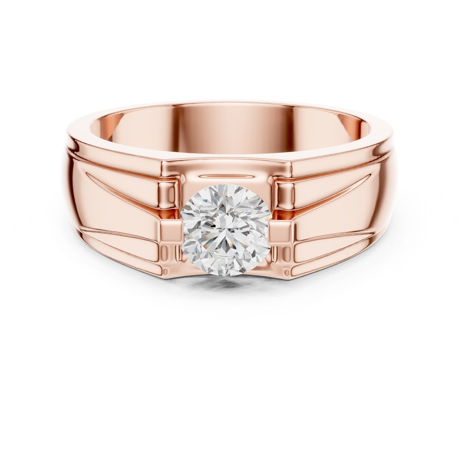 Men's Round Lab Grown Diamond Cathedral Ring
