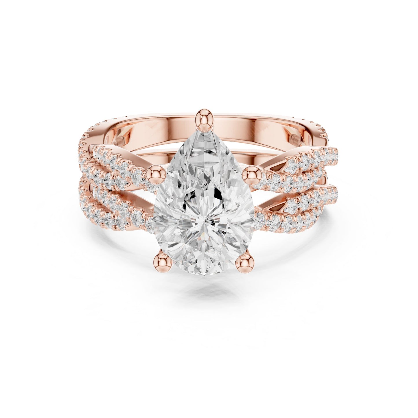 Round Lab Grown Diamond Cathedral Engagement Ring