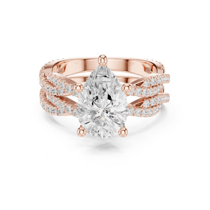 Round Lab Grown Diamond Cathedral Engagement Ring