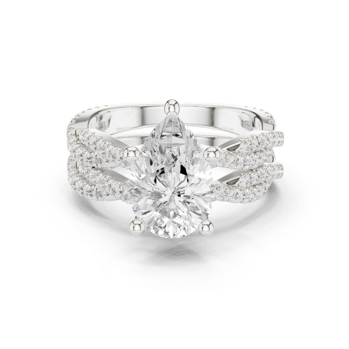 Round Lab Grown Diamond Cathedral Engagement Ring