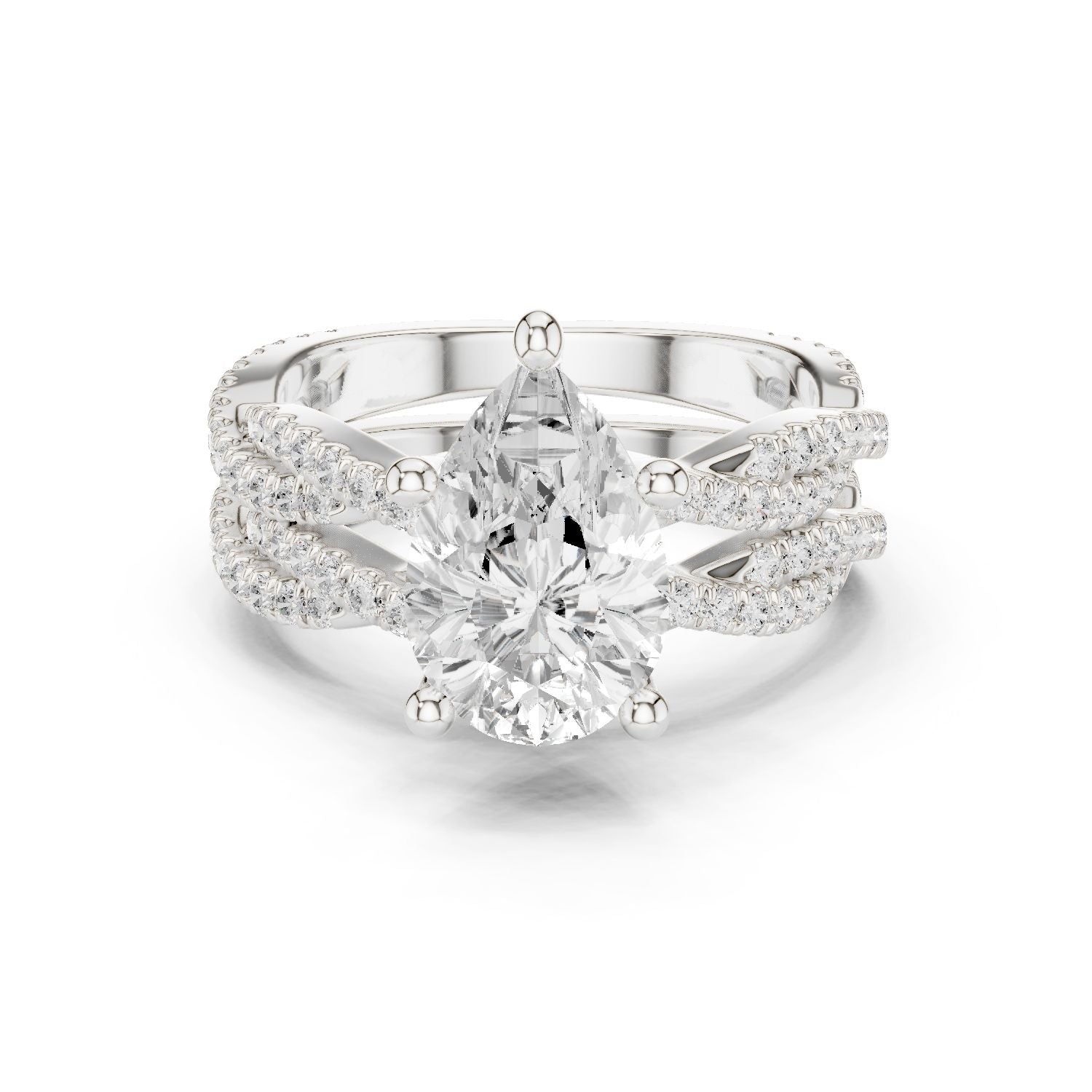 Round Lab Grown Diamond Cathedral Engagement Ring