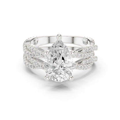 Round Lab Grown Diamond Cathedral Engagement Ring