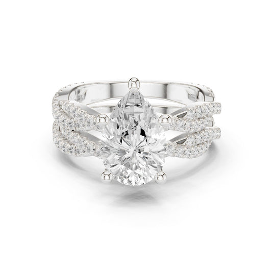 Round Lab Grown Diamond Cathedral Engagement Ring