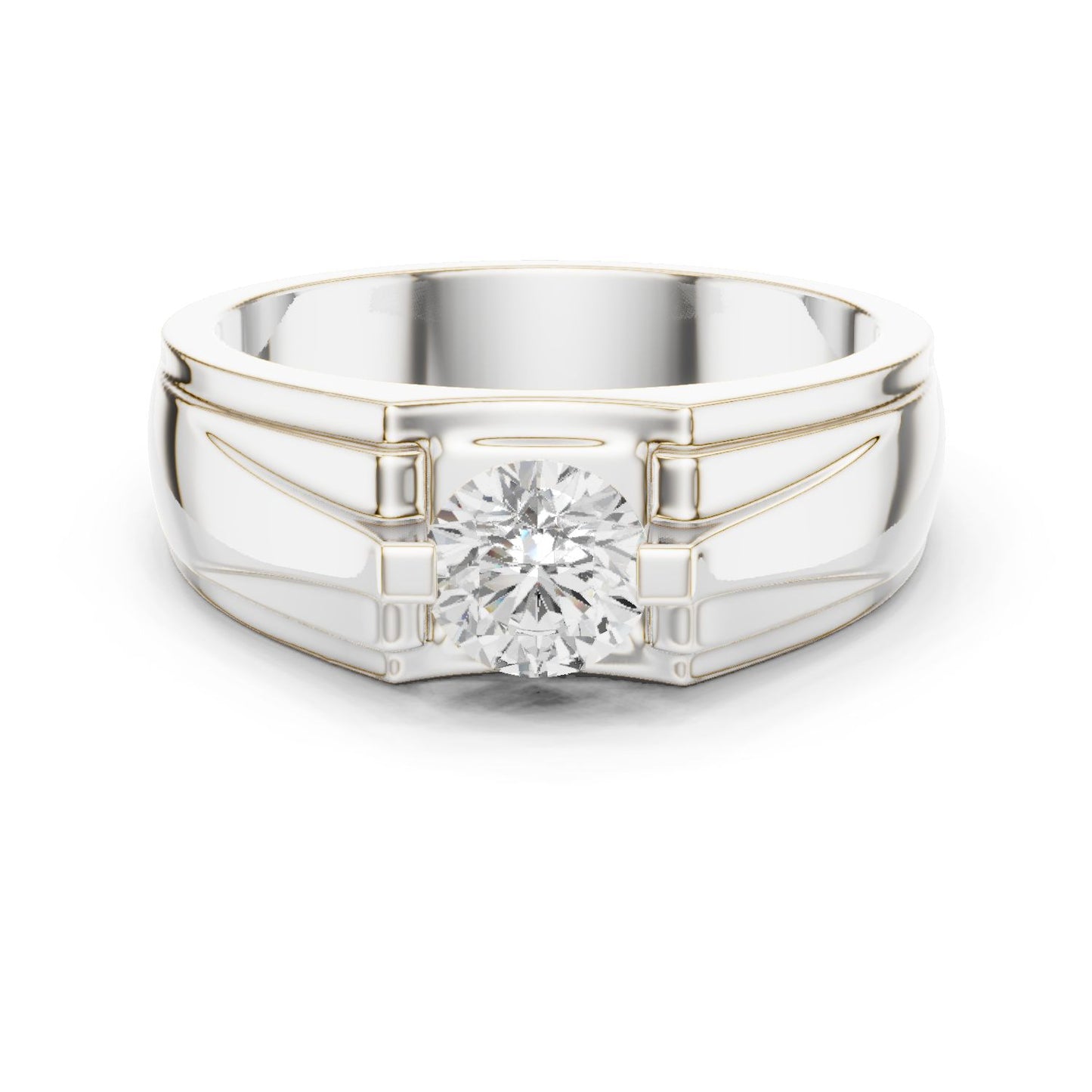 Men's Round Lab Grown Diamond Cathedral Ring