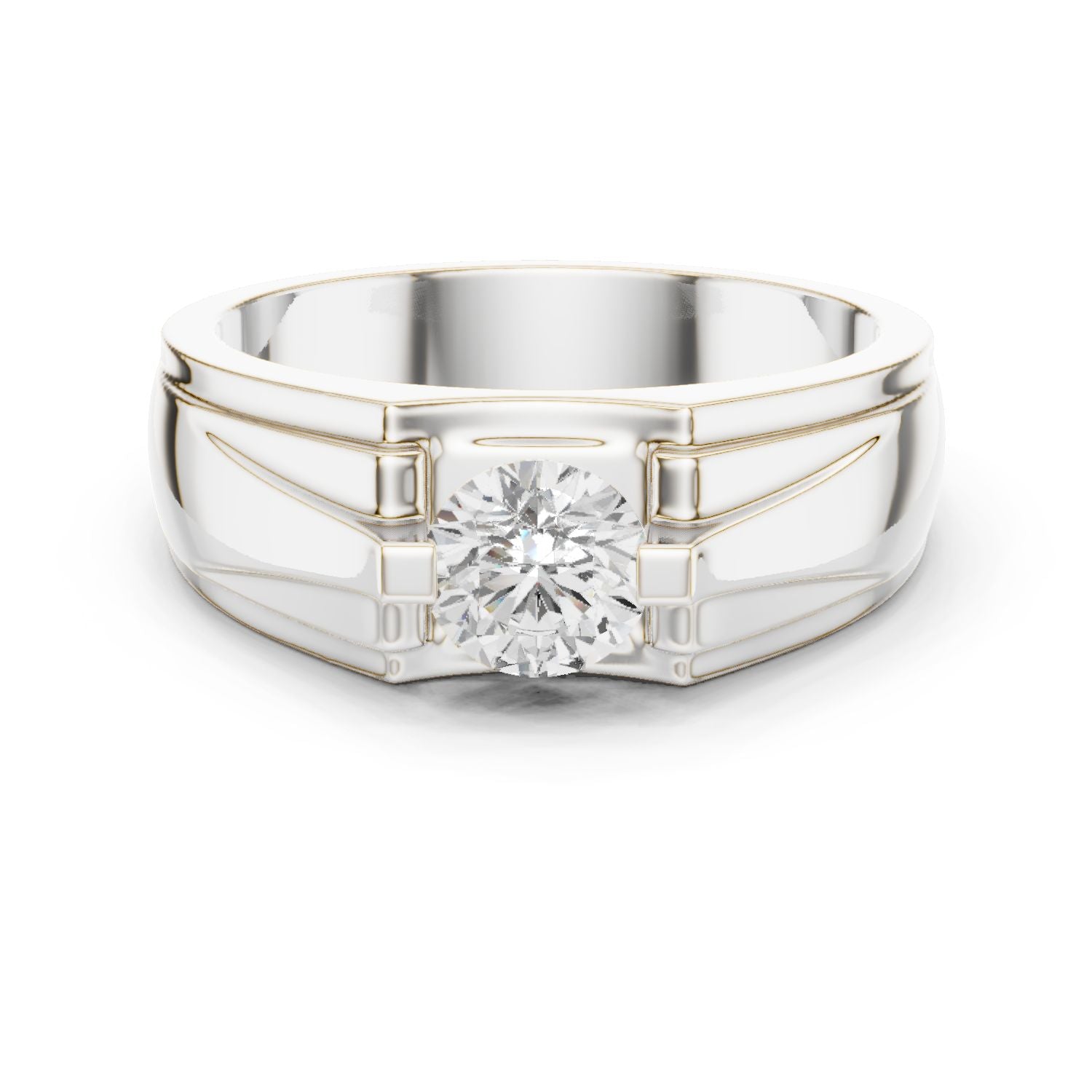 Men's Round Lab Grown Diamond Cathedral Ring