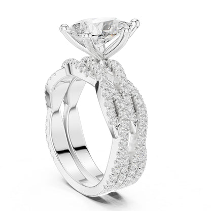 Round Lab Grown Diamond Cathedral Engagement Ring