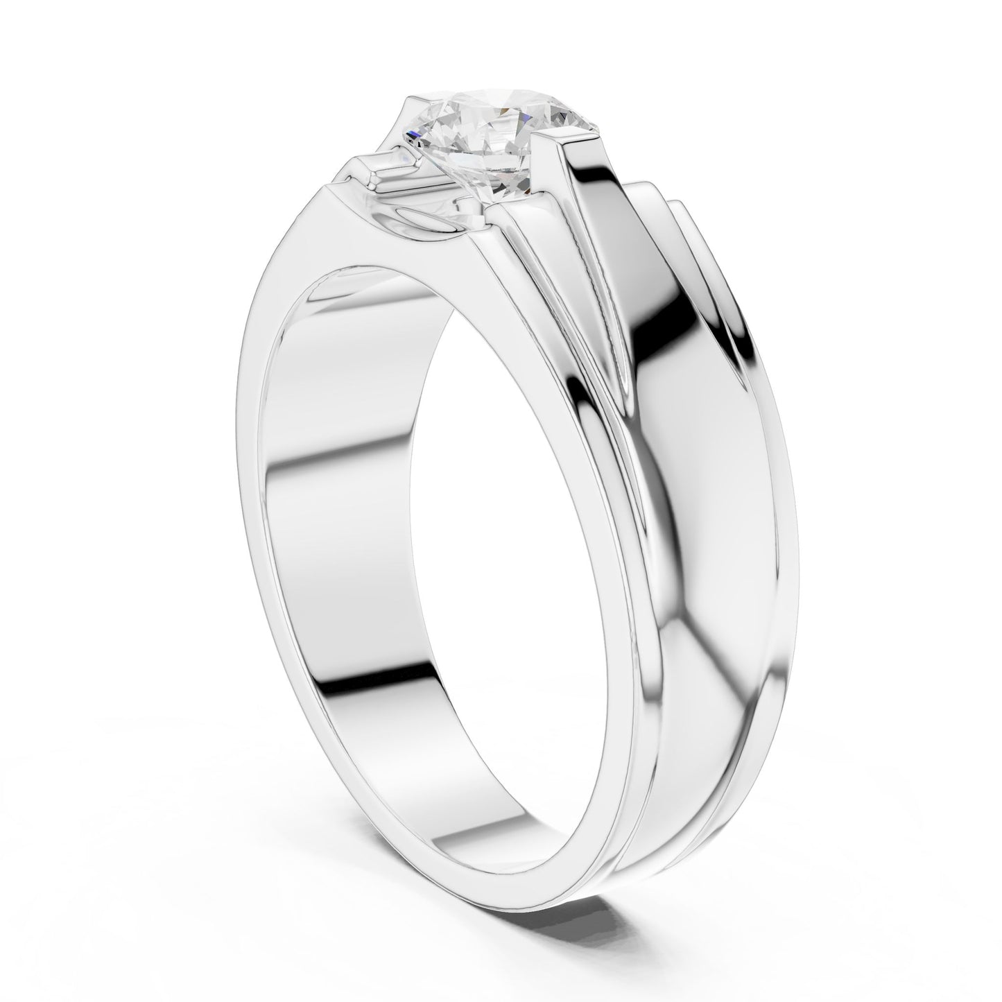 Men's Round Lab Grown Diamond Cathedral Ring