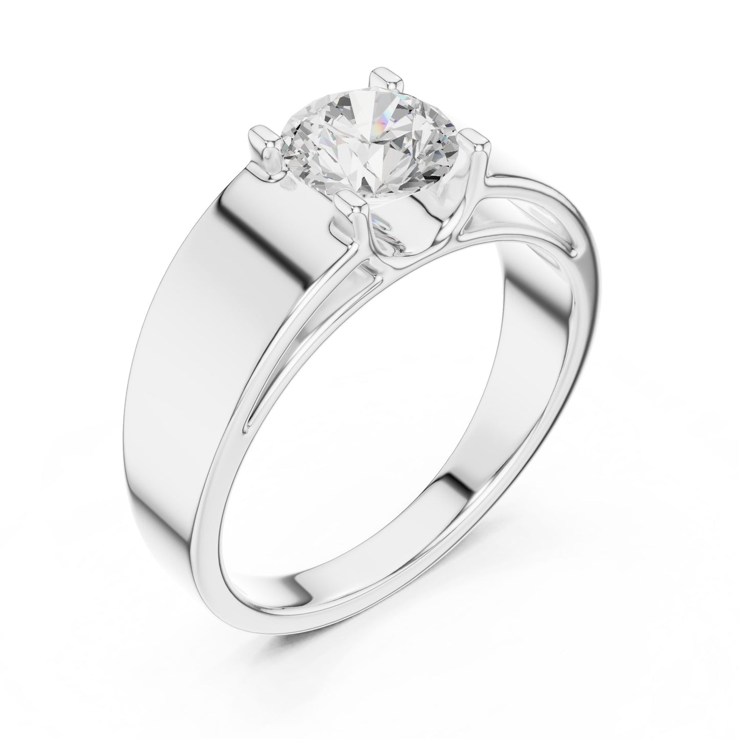 Men's Round Lab Grown Diamond Cathedral Ring