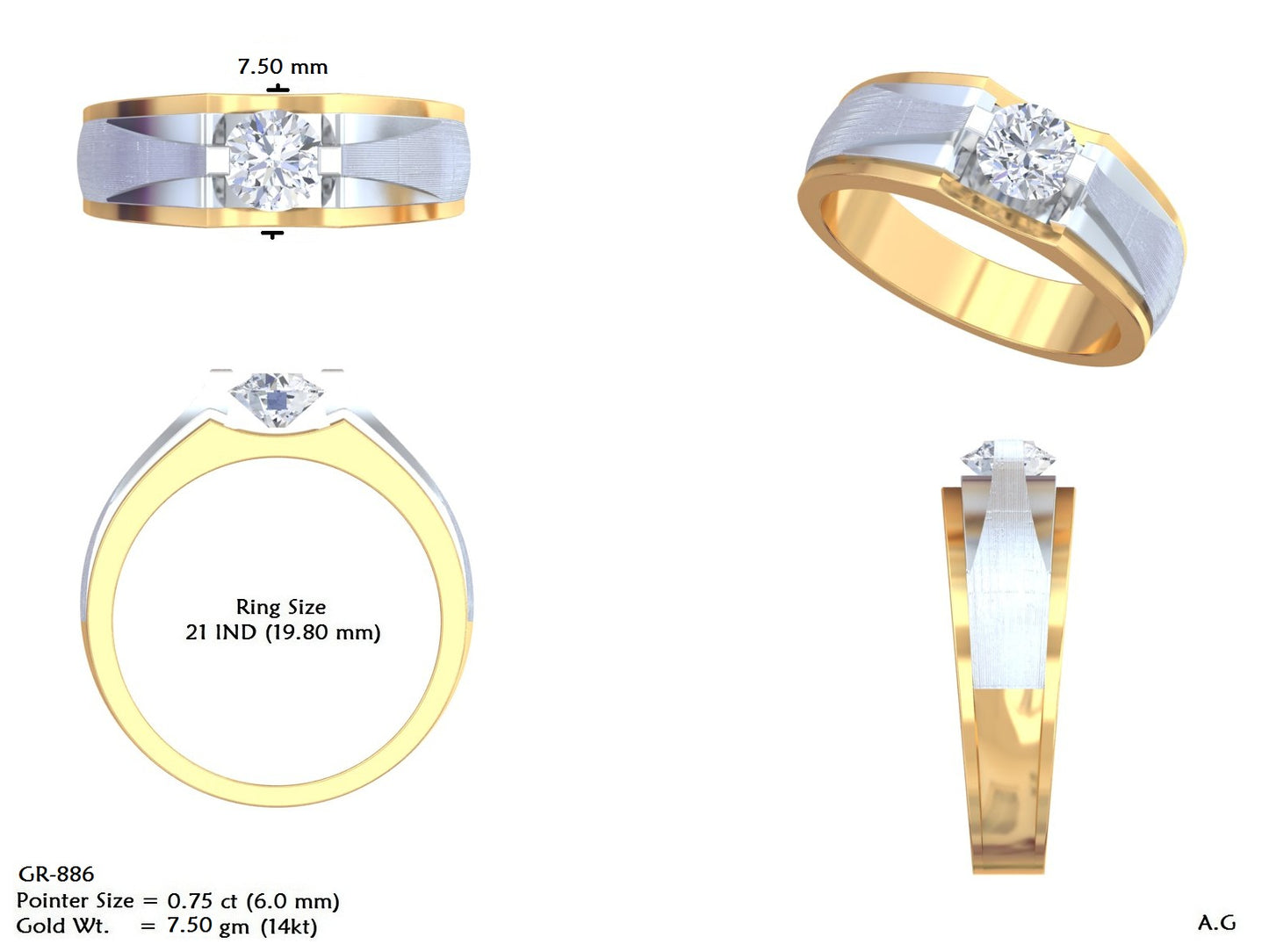 Men's Round Lab Grown Diamond Cathedral Ring