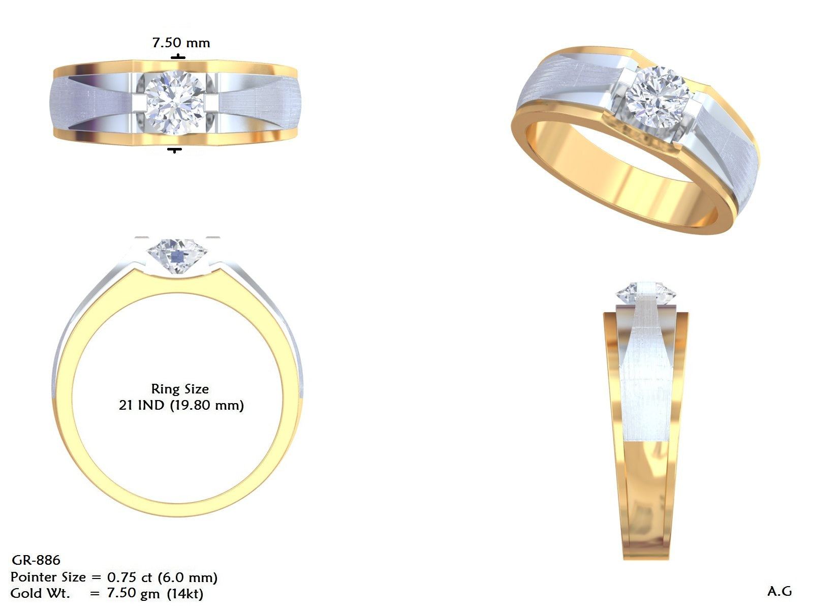 Men's Round Lab Grown Diamond Cathedral Ring