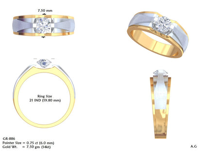 Men's Round Lab Grown Diamond Cathedral Ring