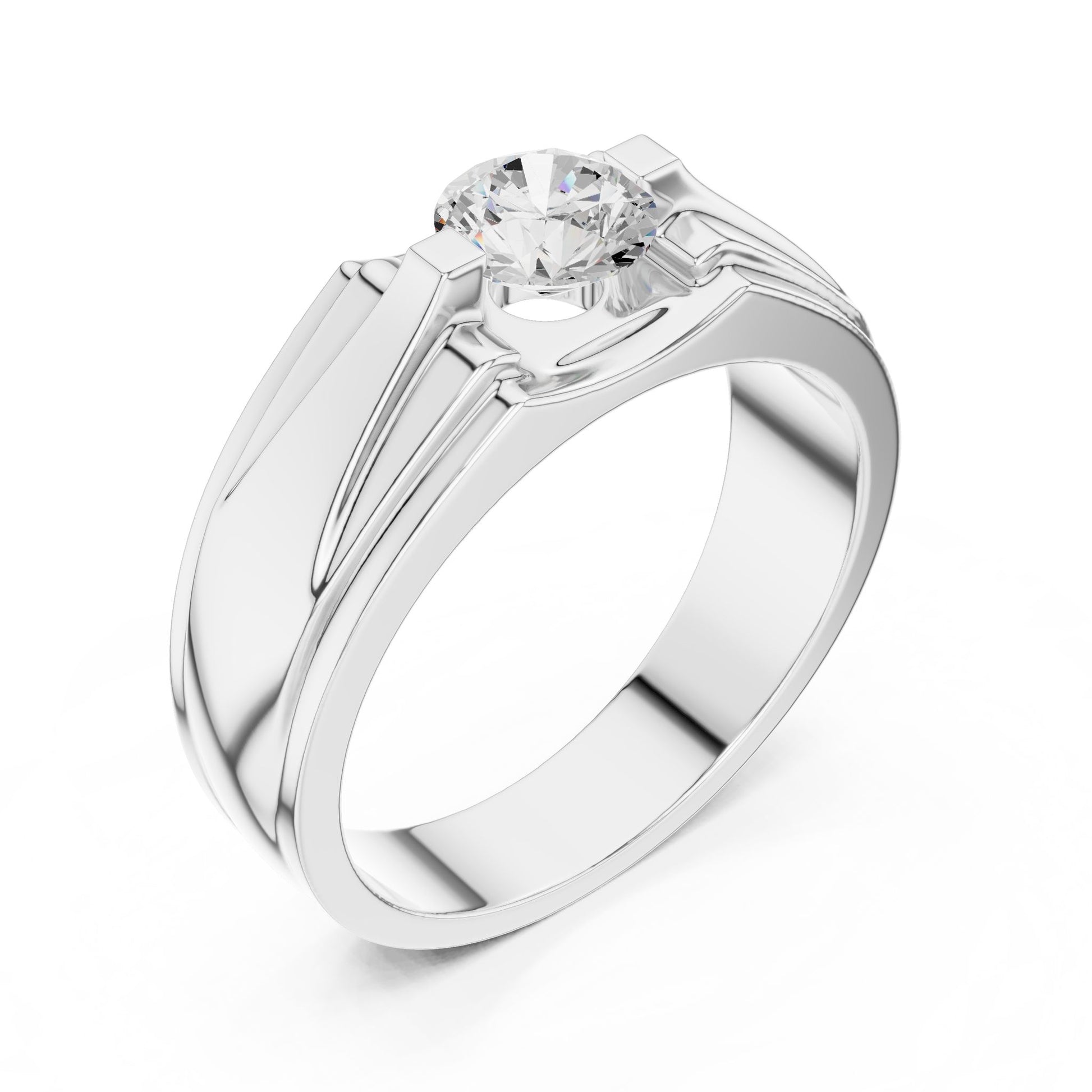 Men's Round Lab Grown Diamond Cathedral Ring