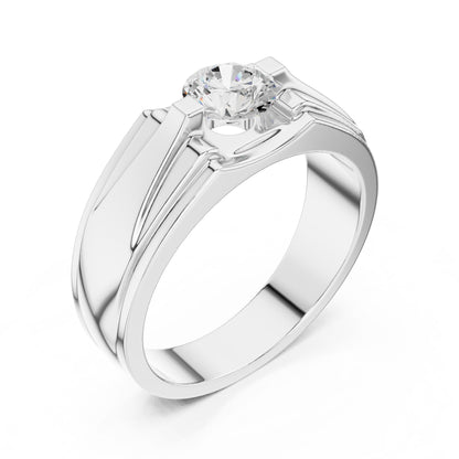 Men's Round Lab Grown Diamond Cathedral Ring