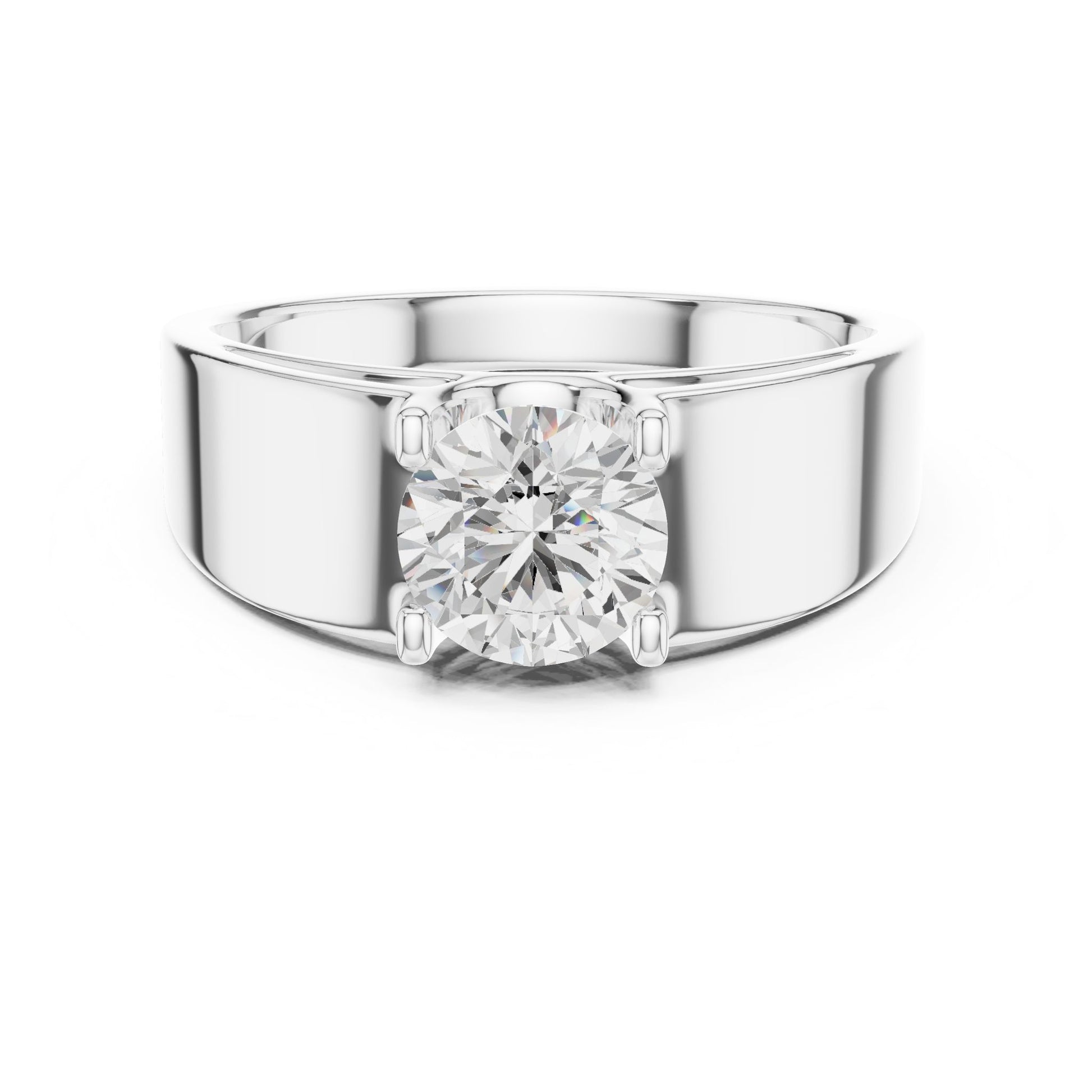 Men's Round Lab Grown Diamond Cathedral Ring