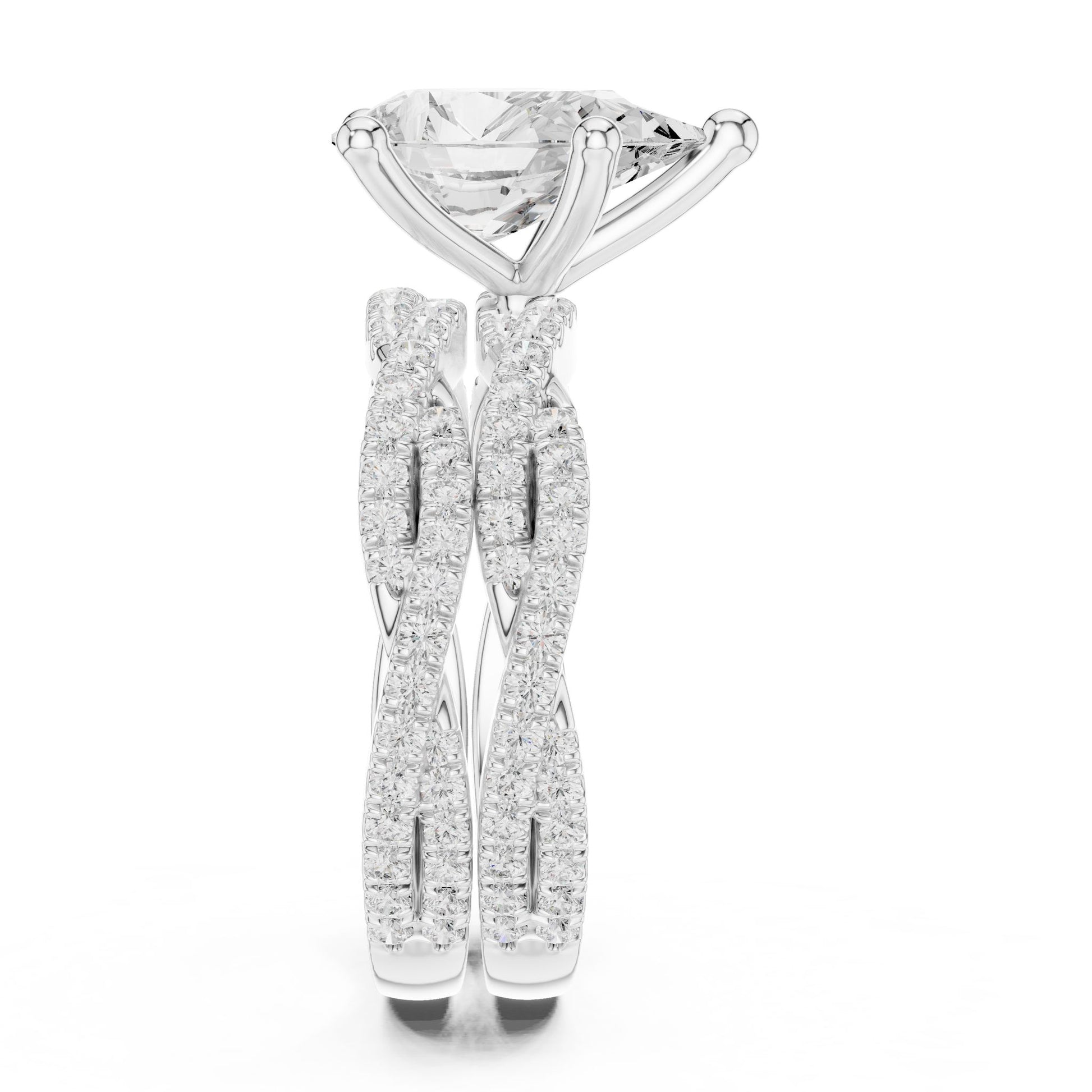 Round Lab Grown Diamond Cathedral Engagement Ring
