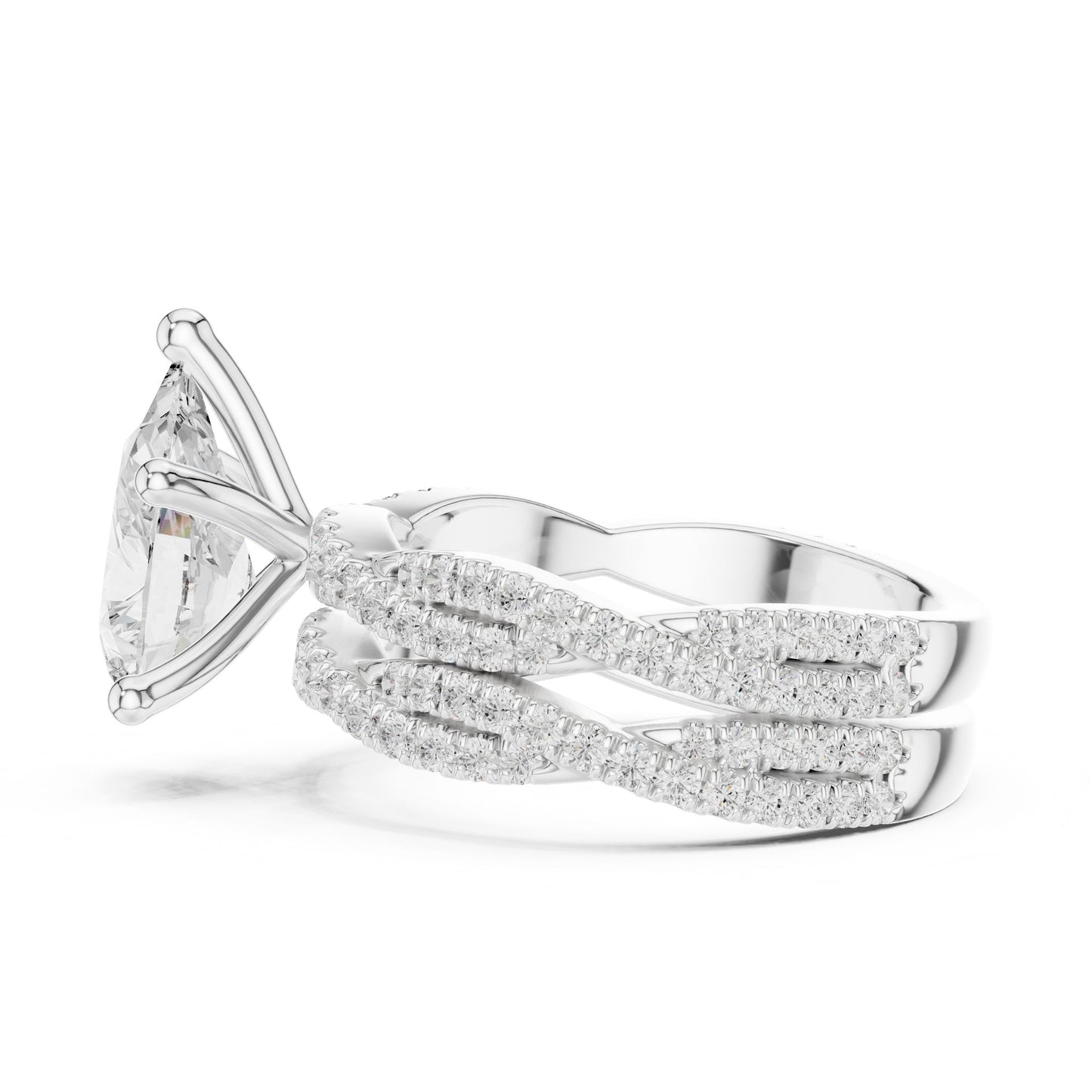 Round Lab Grown Diamond Cathedral Engagement Ring