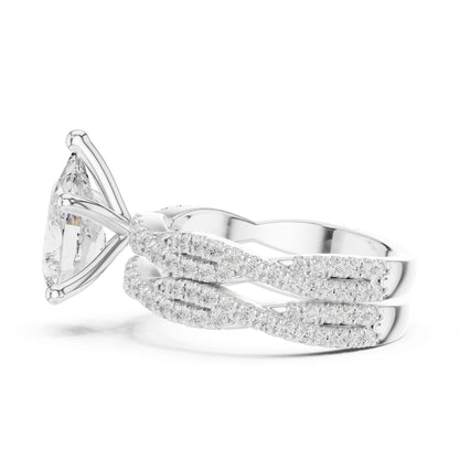 Round Lab Grown Diamond Cathedral Engagement Ring