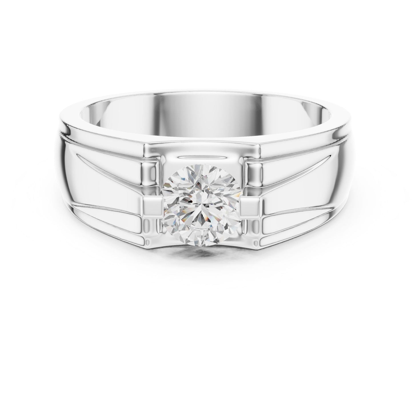 Men's Round Lab Grown Diamond Cathedral Ring