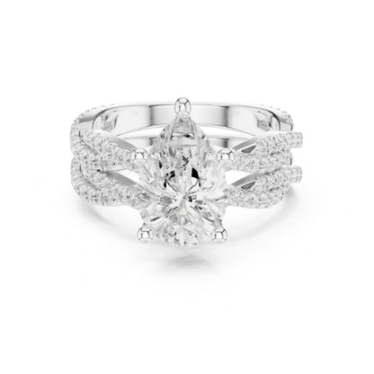Round Lab Grown Diamond Cathedral Engagement Ring