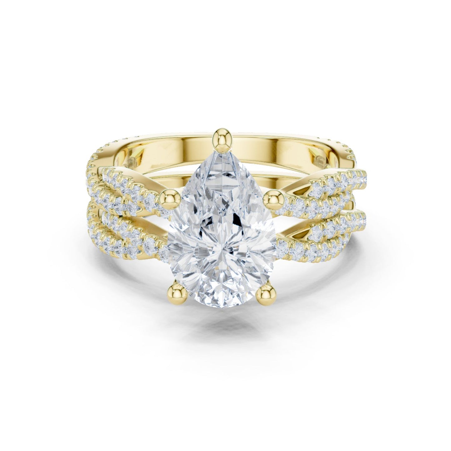 Round Lab Grown Diamond Cathedral Engagement Ring