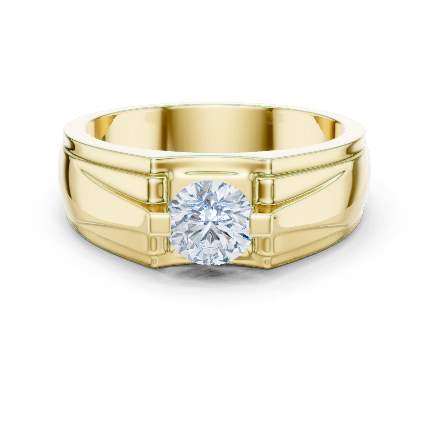 Men's Round Lab Grown Diamond Cathedral Ring