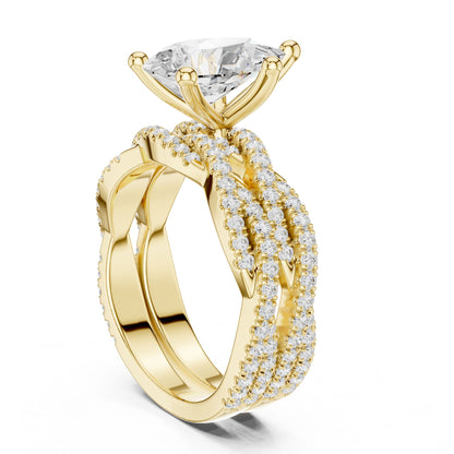 Round Lab Grown Diamond Cathedral Engagement Ring