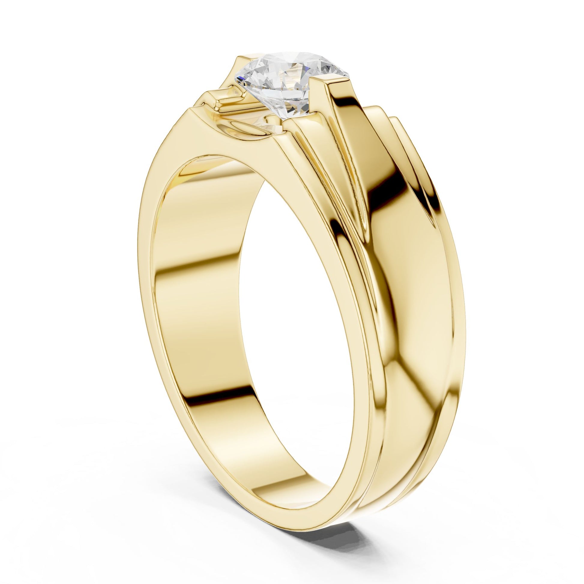Men's Round Lab Grown Diamond Cathedral Ring