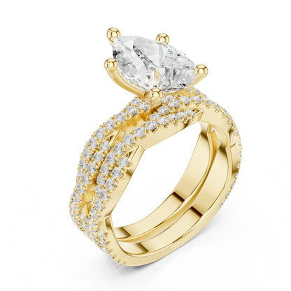Round Lab Grown Diamond Cathedral Engagement Ring