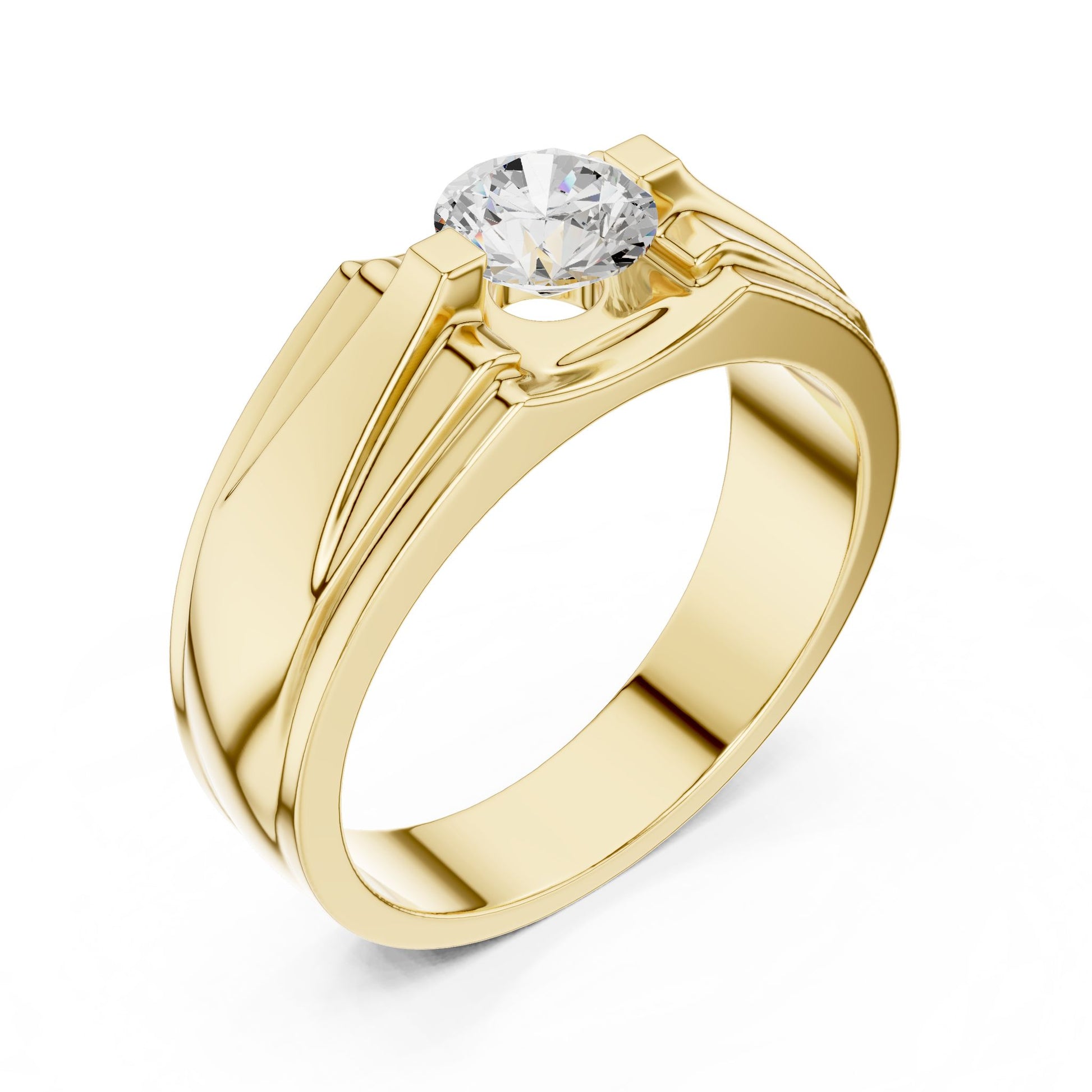 Men's Round Lab Grown Diamond Cathedral Ring