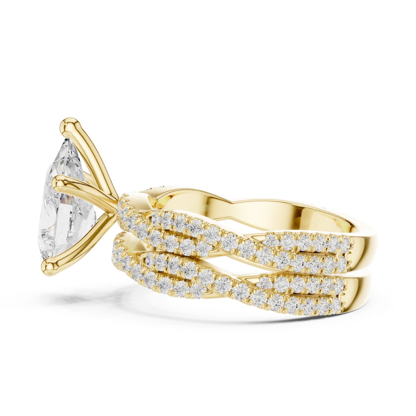 Round Lab Grown Diamond Cathedral Engagement Ring
