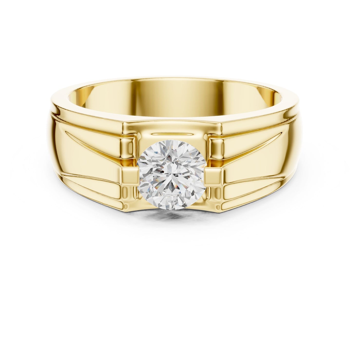 Men's Round Lab Grown Diamond Cathedral Ring